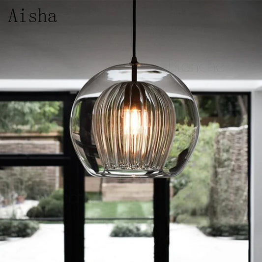 DecorBites™ Glass Ball LED Pendant Lights: Modern Nordic Kitchen Hanging Lamp for Home Decor