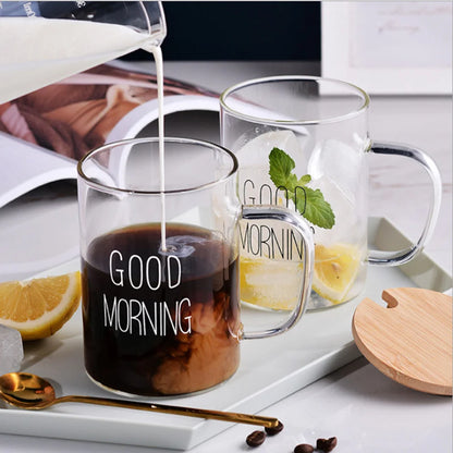 Decorbites™ Guten Morgen Glasbecher - Transparenter Becher mit Henkel
