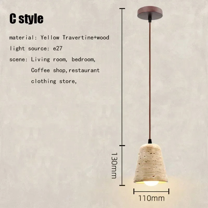 Decorbites™ Elegante Wabi-Sabi-Travertin-Pendantleuchte für Esstisch & Kücheninsel