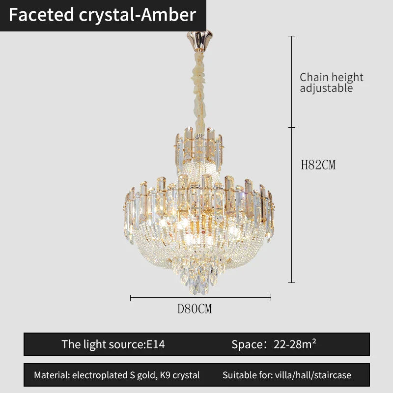 DecorBites™ French Bead Chain Crystal Chandelier for Luxury Spaces