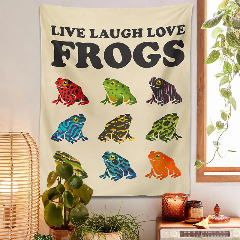 Decorbites™ Frosch-Teppich Wandbehang Psychedelische Hippie-Ästhetik Wandteppiche Heimdekoration