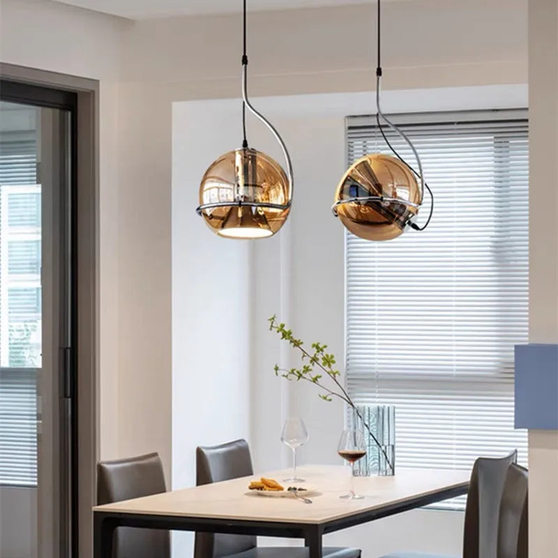 Decorbites™ Industrielles Bernsteinglas-Pendant-Licht Verstellbarer Kronleuchter für Küche Schlafzimmer Flur