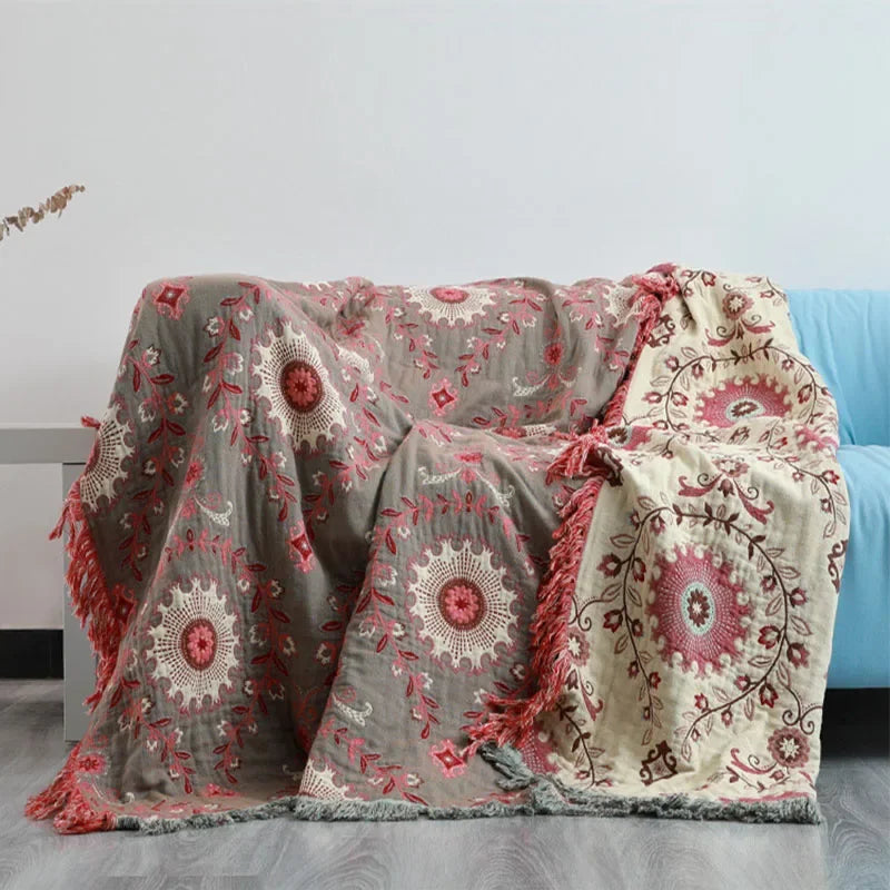 DecorBites™ Japanese Cotton Blanket - Soft Multi-Functional Leisure Blanket & Sofa Throw