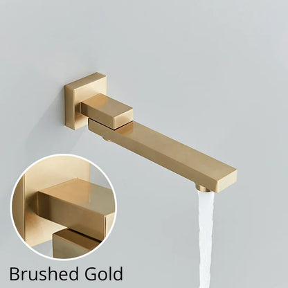 Decorbites™ Gold Thermostatische Regenwald-Duscharmatur-Mischbatterie-Set für das Badezimmer mit Decken- und Wandmontage