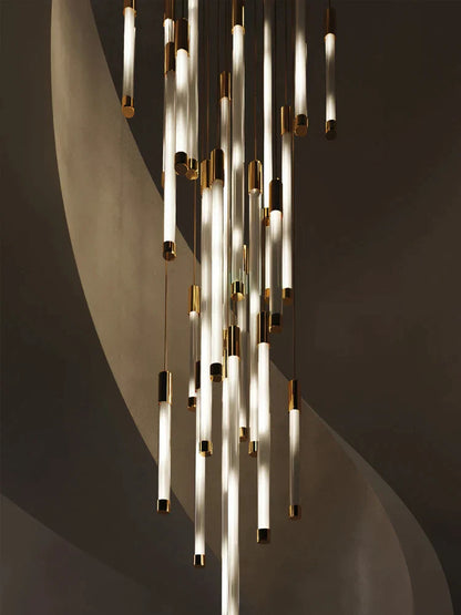 Decorbites™ Goldene Rohr-Leuchter: Moderne Designer-LED-Treppenbeleuchtung für nordisches Loft-Apartment
