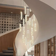 Gold Crystal Pendant Light 20-Light Elongated