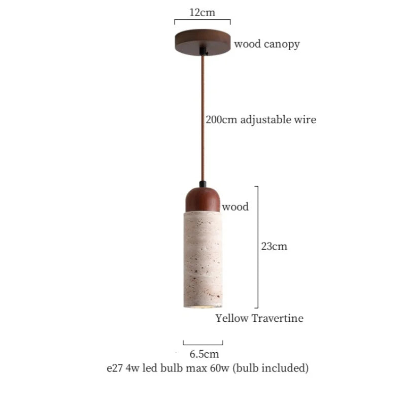 Decorbites™ Japanischer Stein-LED-Pendant-Lampe Gelber Travertin Wabi-Sabi Hängelampe