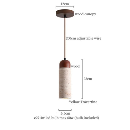 Decorbites™ Japanischer Stein-LED-Pendant-Lampe Gelber Travertin Wabi-Sabi Hängelampe