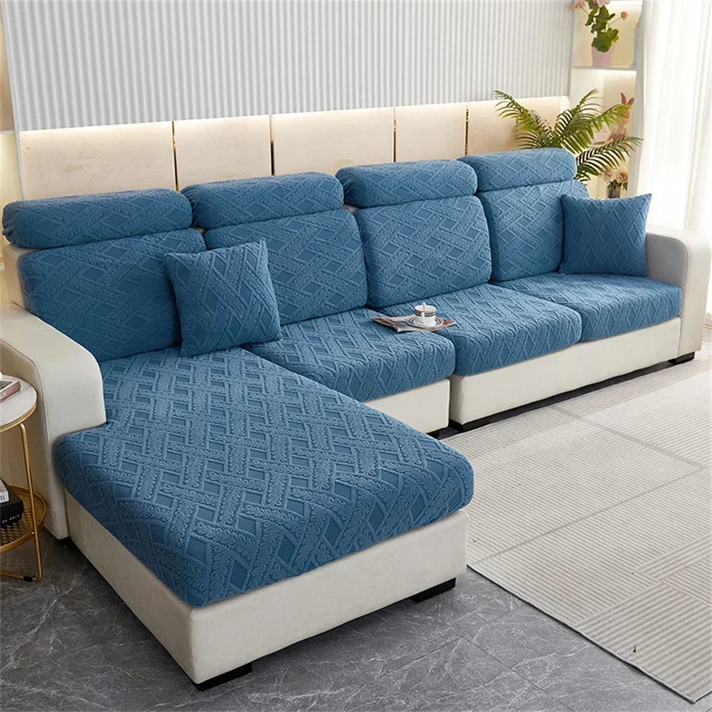DecorBites™ Jacquard Velvet Sofa Seat Covers: Luxury Polar Fleece Stretch Protector