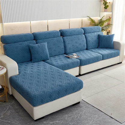 DecorBites™ Jacquard Velvet Sofa Seat Covers: Luxury Polar Fleece Stretch Protector