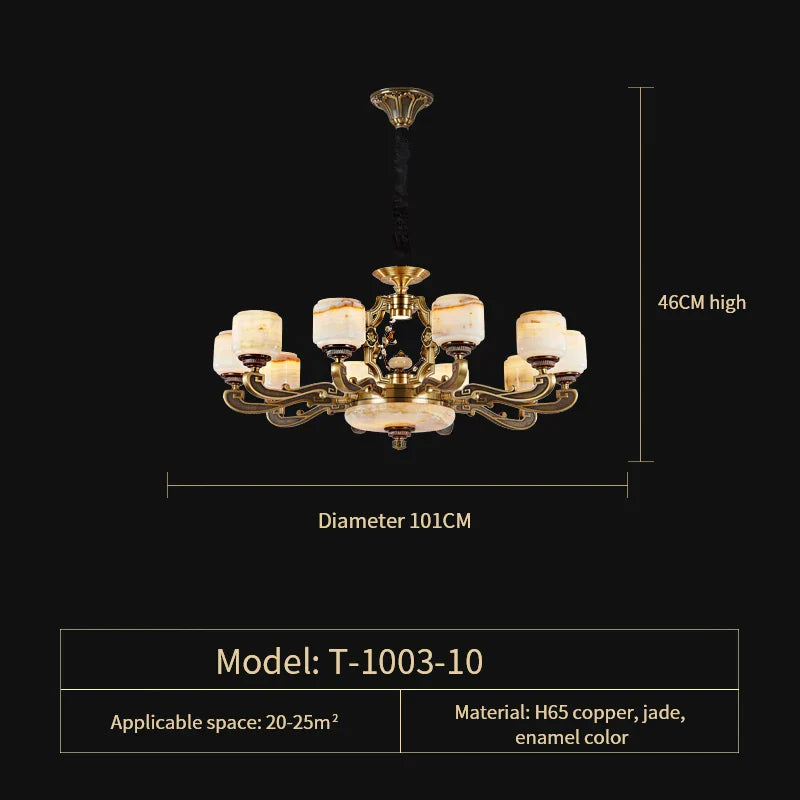 Decorbites™ Jade-Zinklegierung-Kronleuchter für Wohnzimmer, Restaurant, Halle – Elegantes chinesisches Design
