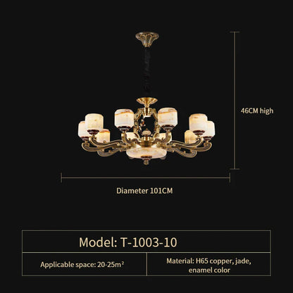 Decorbites™ Jade-Zinklegierung-Kronleuchter für Wohnzimmer, Restaurant, Halle – Elegantes chinesisches Design