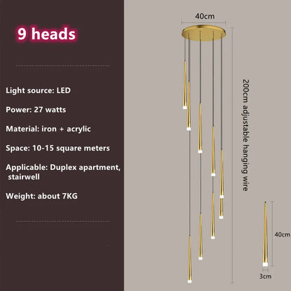 Decorbites™ Loft Schwarz LED Treppenleuchter für modernes Wohnzimmer und Restaurant