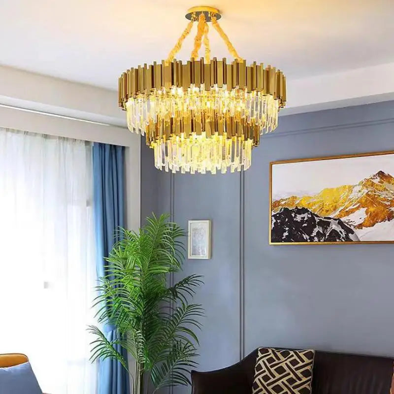 Decorbites™ Crystal-LED-Pendantleuchten: Luxuriöse Goldvergoldete Metall-Hängeleuchte für Wohnzimmer, Esszimmer, Schlafzimmer