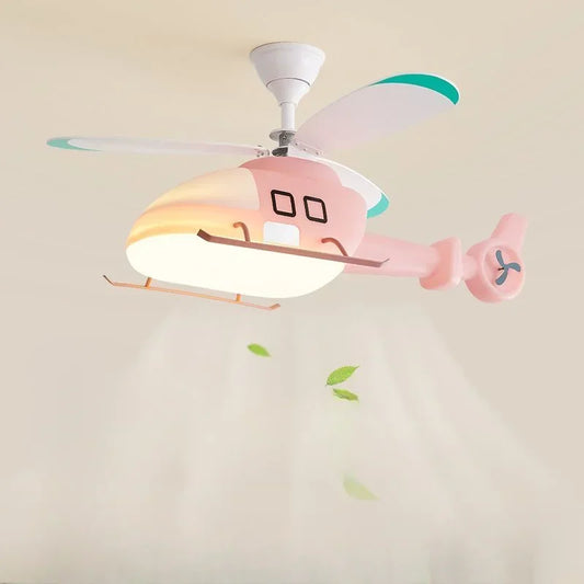 Decorbites™ Hubschrauber-Flugzeug-Deckenventilator Kinder-Leuchter Blau Rosa Licht Kinderzimmer