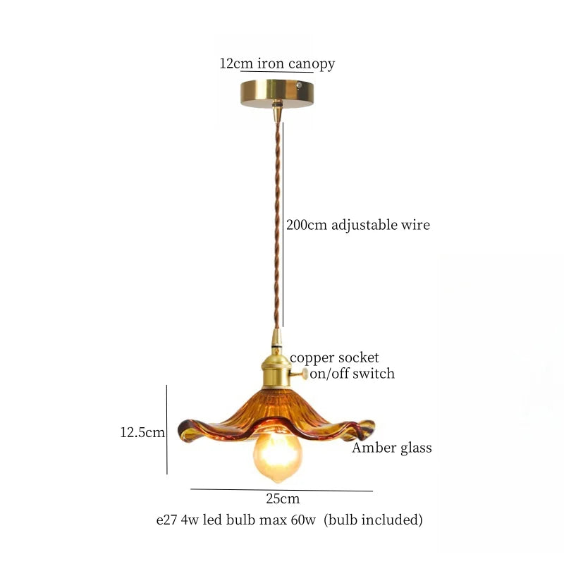 Decorbites™ Glas-LED-Pendantleuchte: Japanisches Vintage-Kupfer-Hängeleuchte für die Heimdekoration