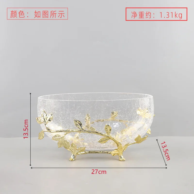 Decorbites™ Goldener Ast Glas Obstteller: Stilvolles Aufbewahrungsgefäß für Zuhause & Dekorationsaccessoire