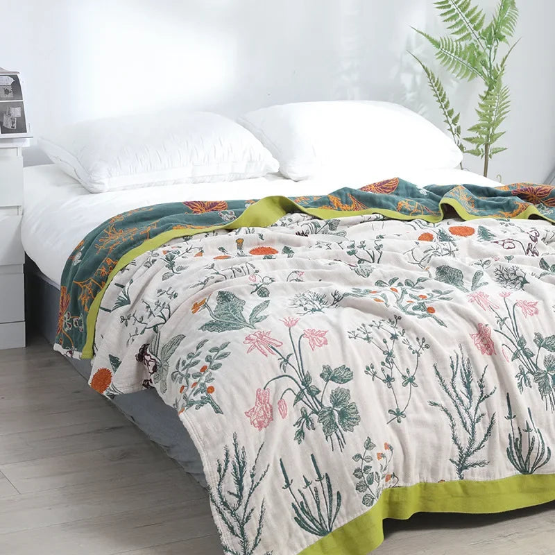 Decorbites™ Baumwolldecke für Freizeit: Luxuriöse weiche Decke für den Sommer, Überwurf für Einzel-/Doppelbett, Sofatuch – Nordisches Wohnaccessoire