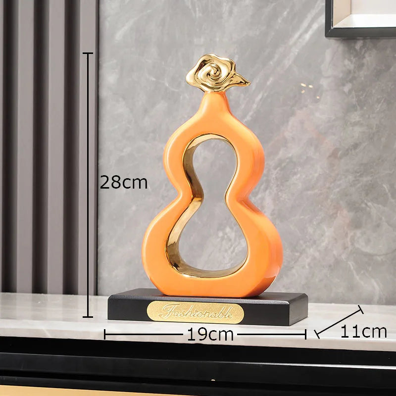 Decorbites™ Goldene Kürbis-Keramik-Skulptur Schreibtisch-Dekoration Porzellan-Handwerk Raumornamente