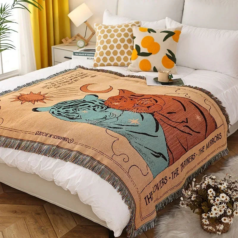 DecorBites™ Gothic Thread Double-sided Tapestry Blanket - Versatile Homestay and Outdoor Decoration