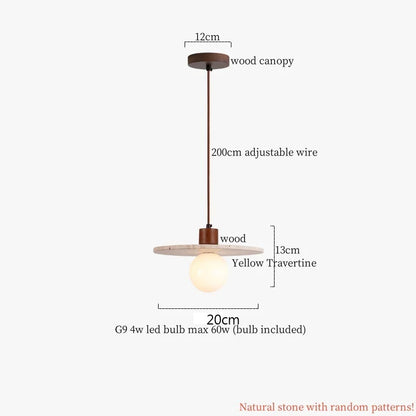 Decorbites™ Sahneglas-LED-Hängeleuchte Modern Holz Gelber Travertin-Hängeleuchte