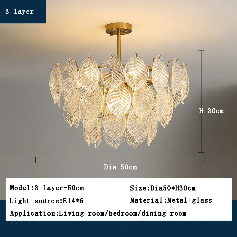 Luxury Leaf Glass Chandelier