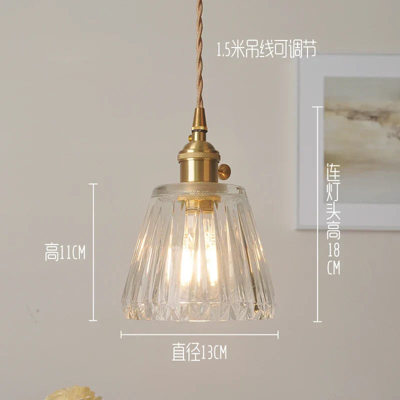DecorBites™ LED Walnut Wood Pendant Light Clear Glass Copper Switch Decor