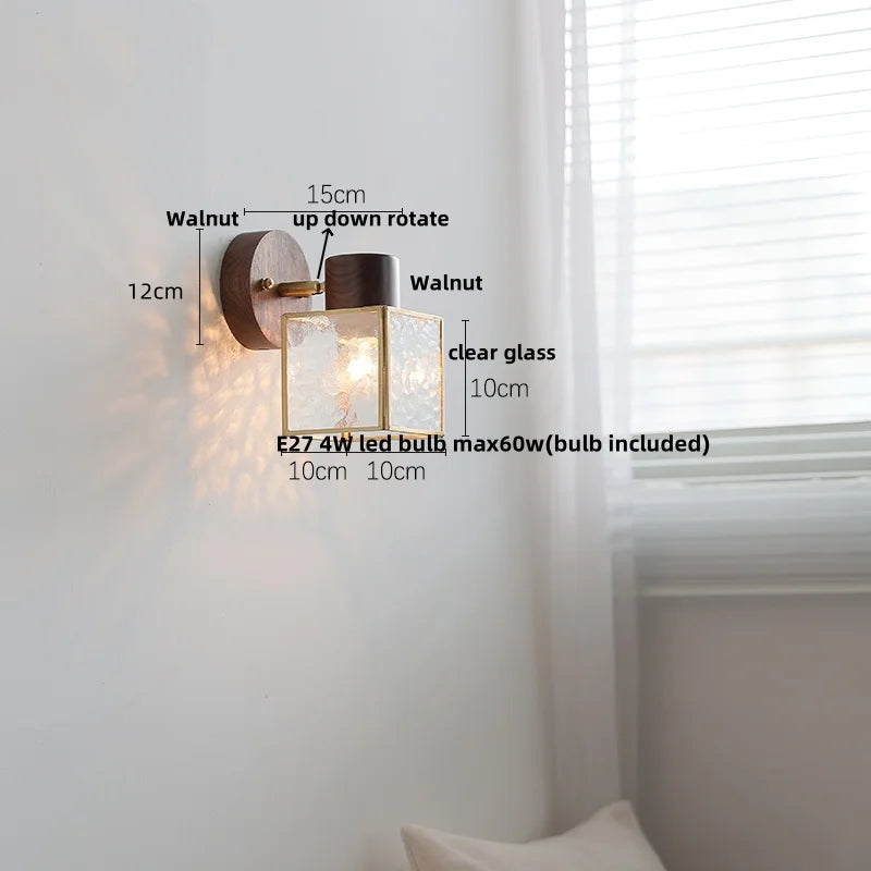 Decorbites™ LED Wandleuchte aus Walnussholz mit klarem Glas Badezimmerspiegel-Licht