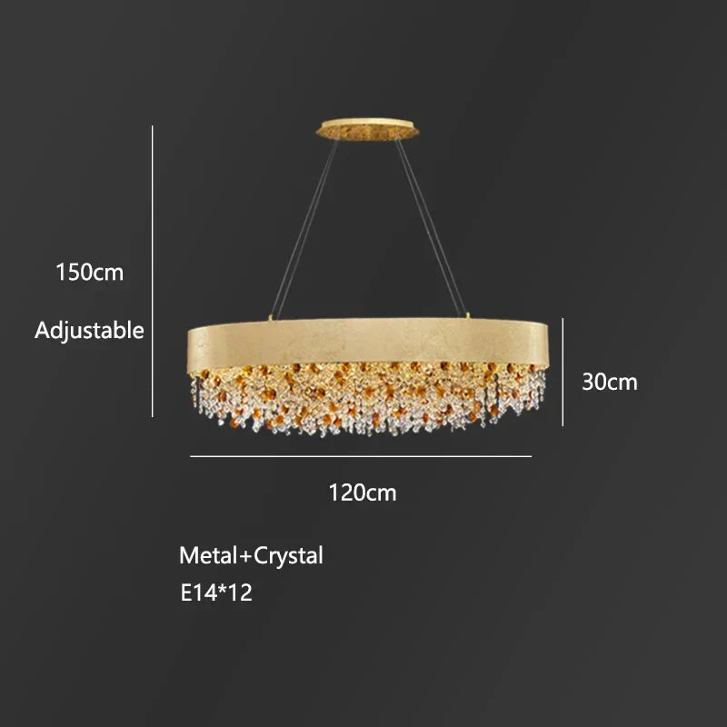Decorbites™ Rundes Kristall-Leuchter-Pendant-Lampe für Wohnzimmer, Hotelfoyer, Kücheninsel