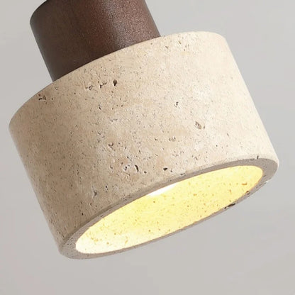 Decorbites™ Japan-Stil LED-Deckenleuchte Gelber Travertin-Stein Holz-Basis Schlafzimmerleuchte
