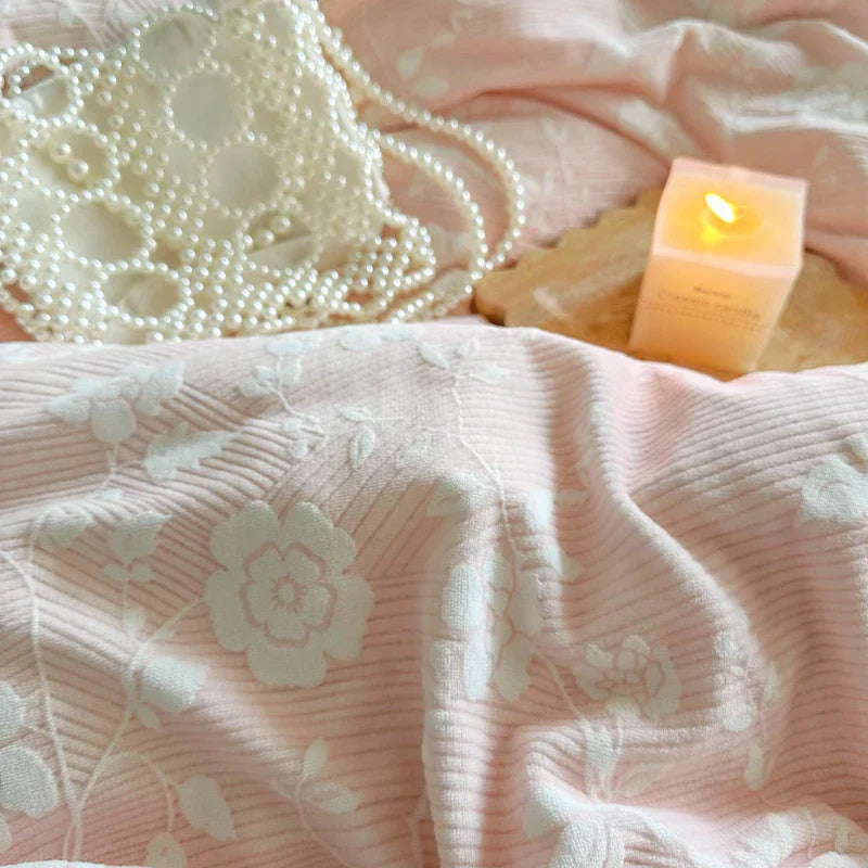 Decorbites™ Spitzen- und Rüschenvlies Prinzessinnen-Bettwäsche-Set: Daunendecke, Laken, Kissenbezüge