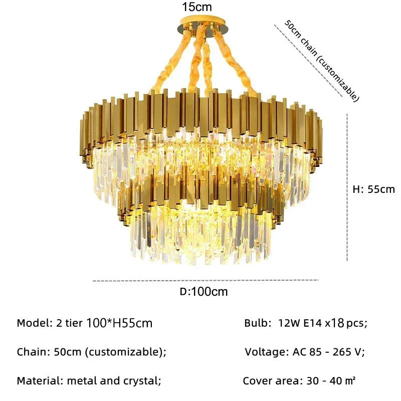 Decorbites™ Golden Luxury Kronleuchter: Elegante Kristall-Deckenleuchte für Hotel-Wohnzimmer