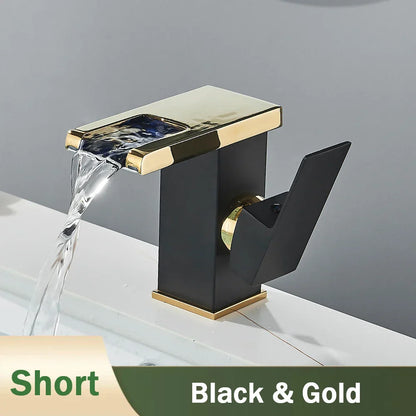 Decorbites™ LED Schwarzer Wasserfall Beckenarmatur: Deckengemontierter Hydroelektrischer Mischbatterie Hahn