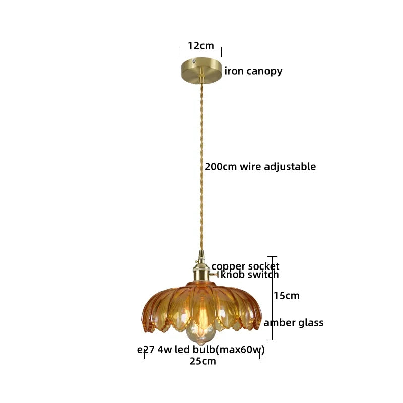 Decorbites™ Japanischer Stil LED-Hängeleuchte Kupferglas Hängelampe