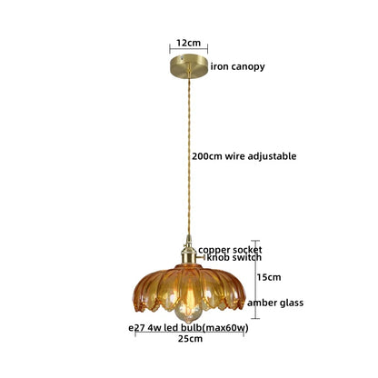 Decorbites™ Japanischer Stil LED-Hängeleuchte Kupferglas Hängelampe