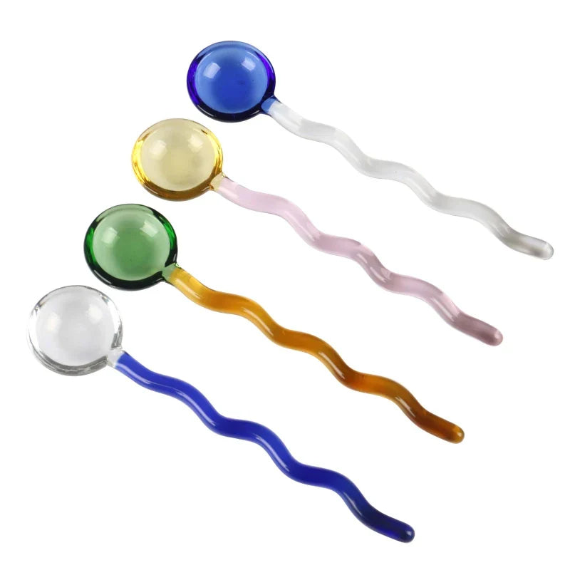 DecorBites™ Glass Spoon Coffee Stirring Rod for Home Cafe, Dessert Jam Scoop