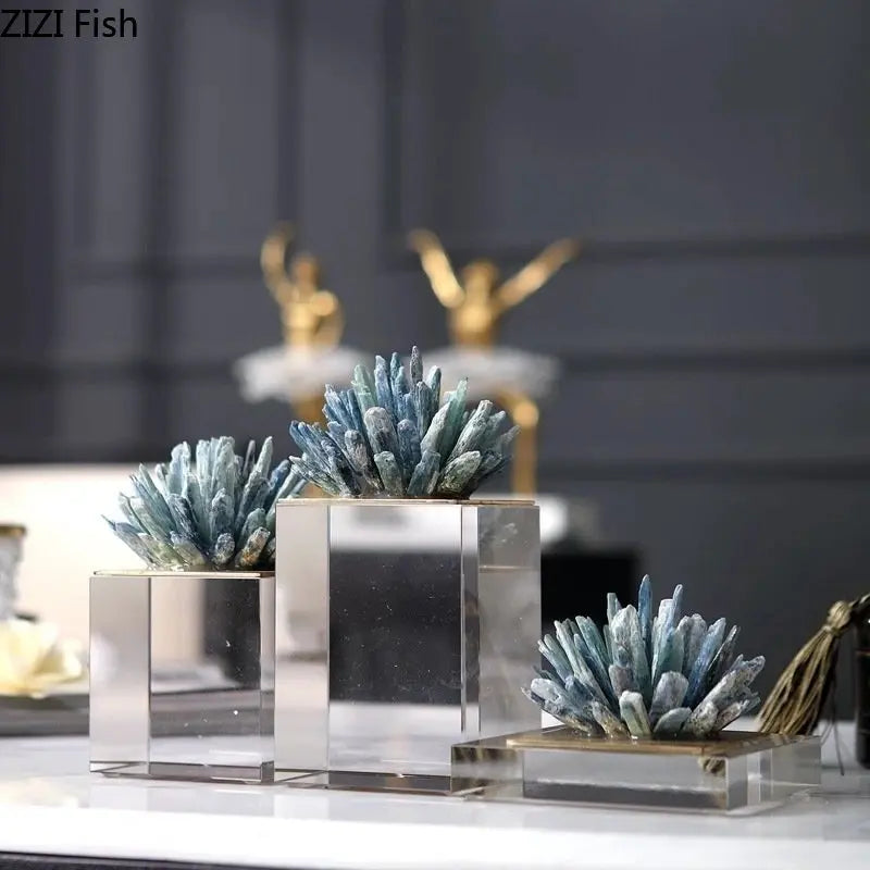 Decorbites™ Kristallblumen-Marmor-Basen-Skulptur: Modernes Kunstwerk für die Wohnzimmer-Dekoration