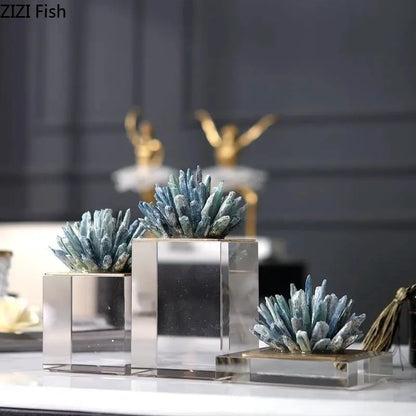 Decorbites™ Kristallblumen-Marmor-Basen-Skulptur: Modernes Kunstwerk für die Wohnzimmer-Dekoration