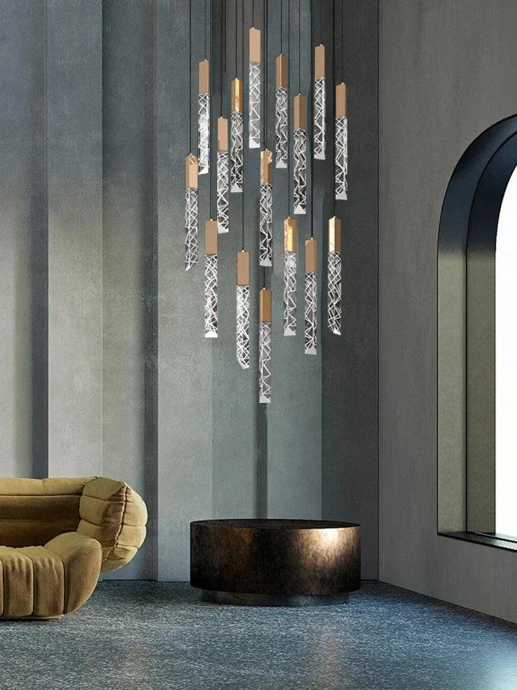 DecorBites™ Crystal Circular Staircase Chandelier for Villa Duplex Foyer Decoration