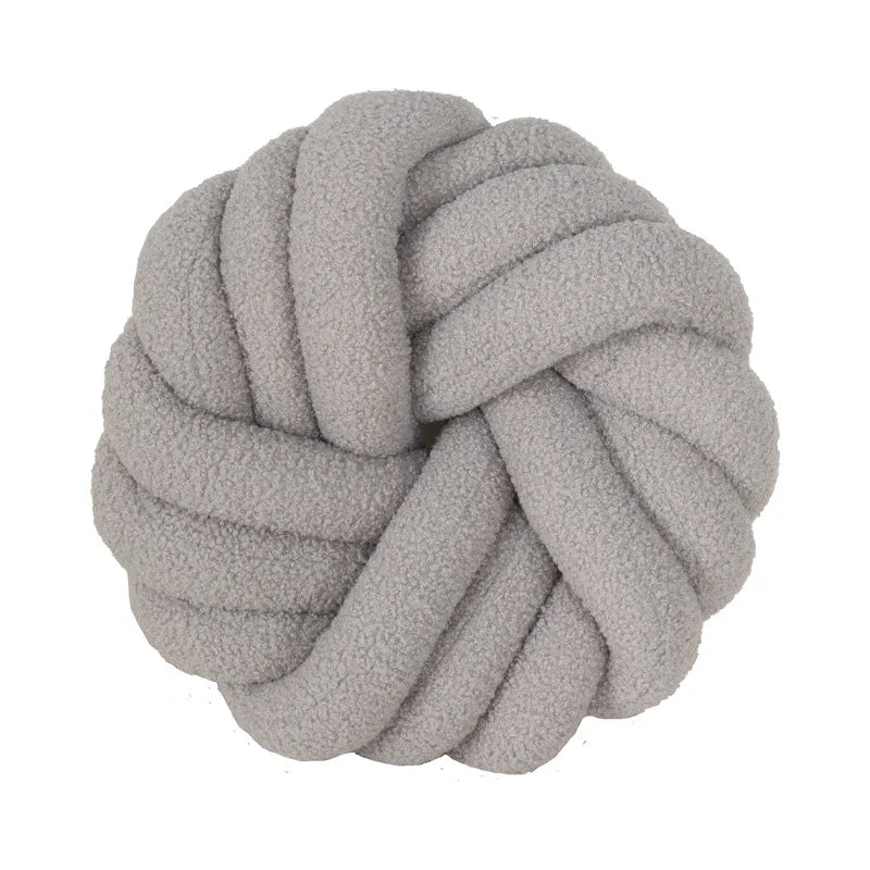 Grey Knotted Ball Pillow
