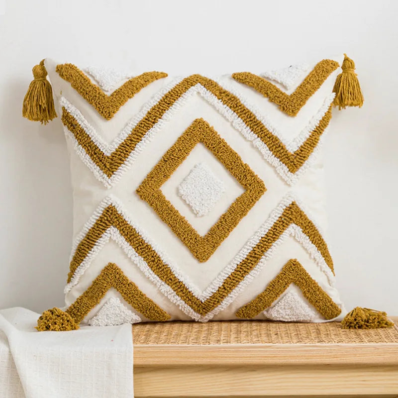 DecorBites™ Geometric Tufted Plush Cushion Cover for Stylish Home Decor