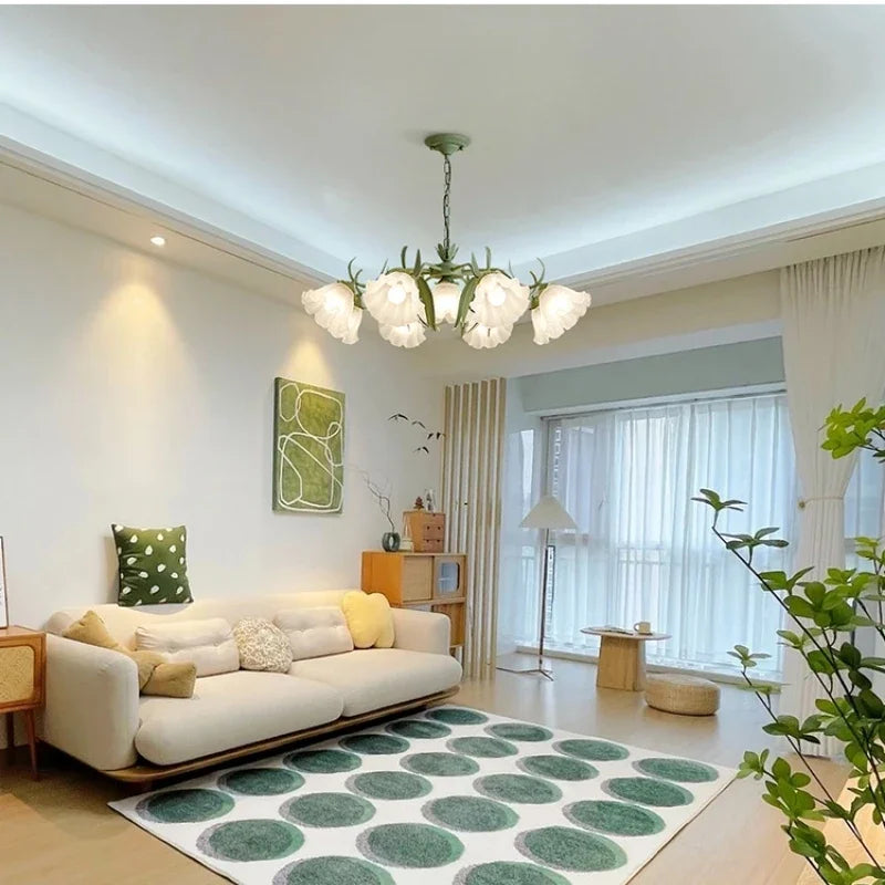 Decorbites™ Grüne Blume Deckenleuchter: Elegante Eisenkunst-Pendelleuchte für Wohnzimmer, Schlafzimmer, Villa