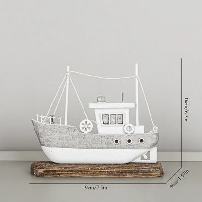 Decorbites™ Küstenholz-Leuchtturm- und Schiffsmodell für mediterrane Heimdekoration