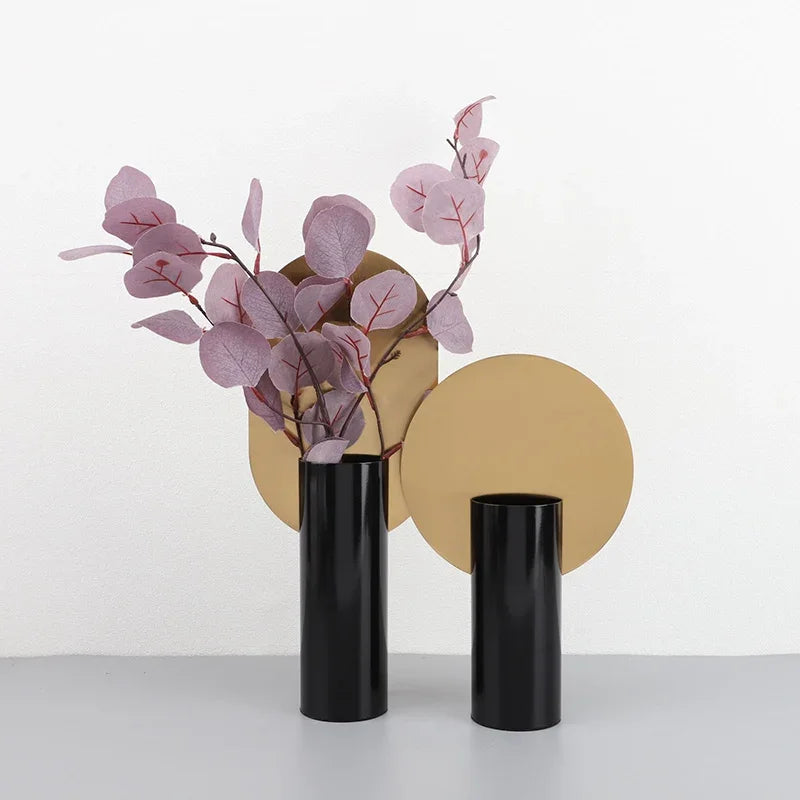 Decorbites™ Geometrische Zylinder-Vase mit Kunstblumen – Modernes Wohnaccessoire