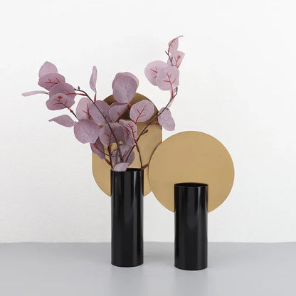 Decorbites™ Geometrische Zylinder-Vase mit Kunstblumen – Modernes Wohnaccessoire
