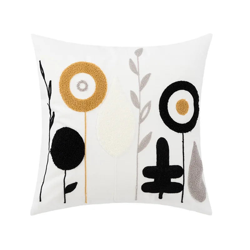 Decorbites™ Daisy Gelb Blumen Geometrisches Kissenbezug - Weiches Gemütliches Stickerei für das Wohnzimmer