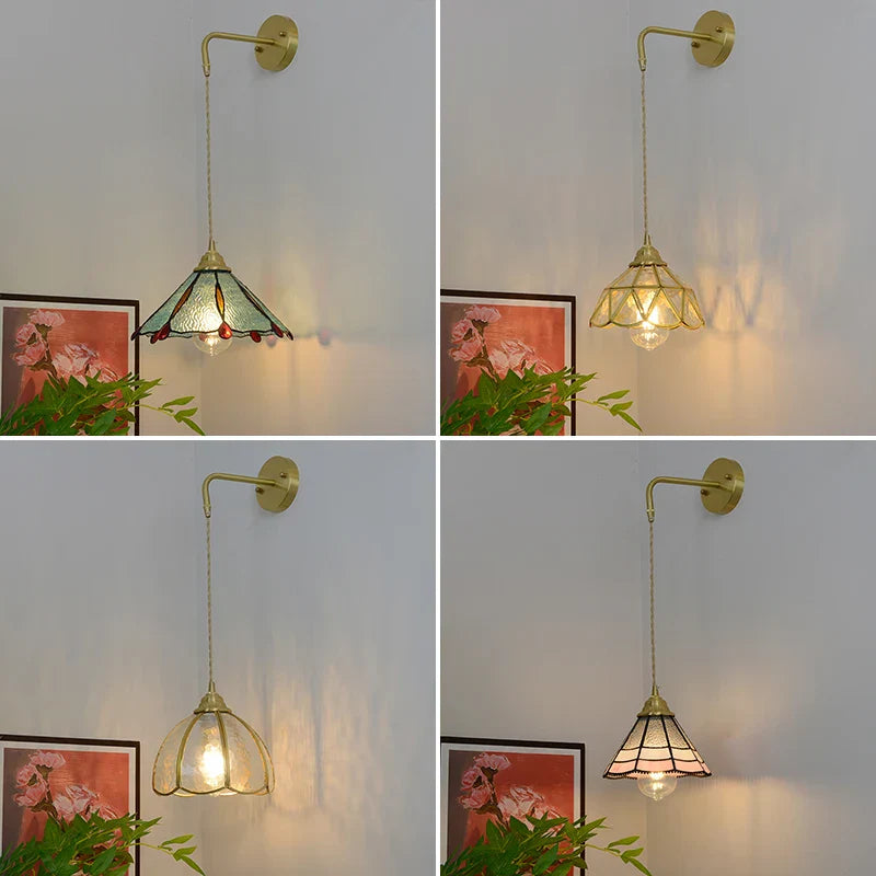 Decorbites™ Glas Messing LED Wandarmleuchte mit Zugschalter Vintage Waschtischleuchte