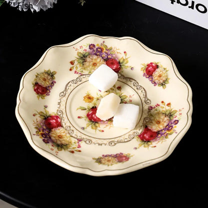DecorBites™ Lace Edge Flower Ceramic Cup & Saucer Set - Gold-plated Teacup for Dining Table