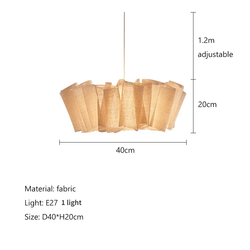 DecorBites™ Creamy White Fabric Pendant Light for Dining Room, Handmade Nordic Minimalism Design
