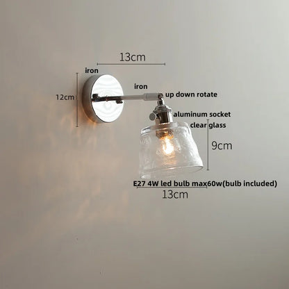 DecorBites™ Iron Rotate LED Wall Light Modern Pull Chain Switch Clear Glass Wandlamp